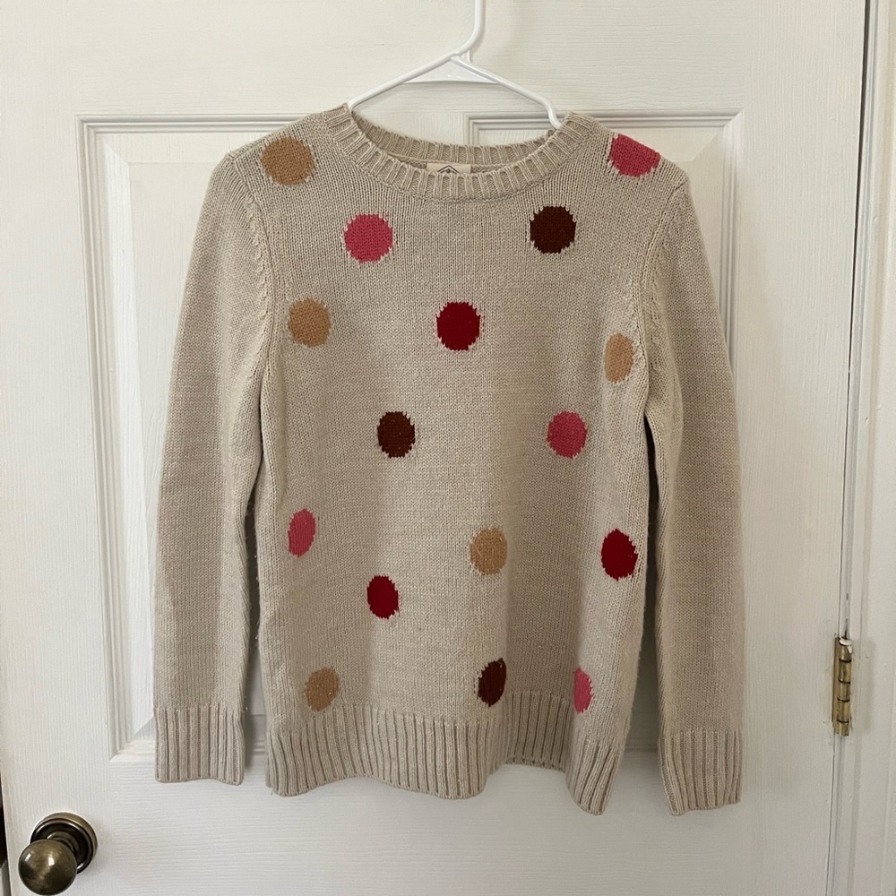 St. John's Bay Cream Sweater with Red and Brown Dots